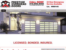 Tablet Screenshot of prestigeoverheaddoors.com